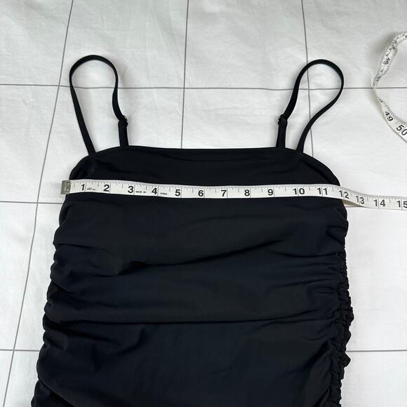 Athleta Swimsuit Womens Small Black Shirred One Piece Side Cinch Classic Stretch - Picture 7 of 8